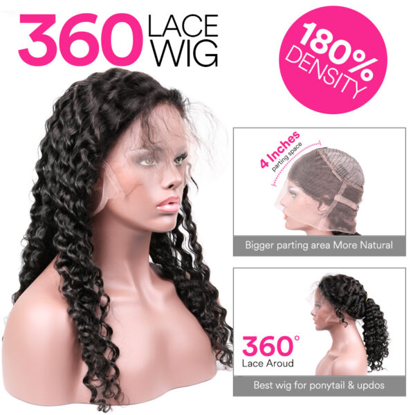 Deep Wave 360 Lace Front Wig 180 Density - Image 2